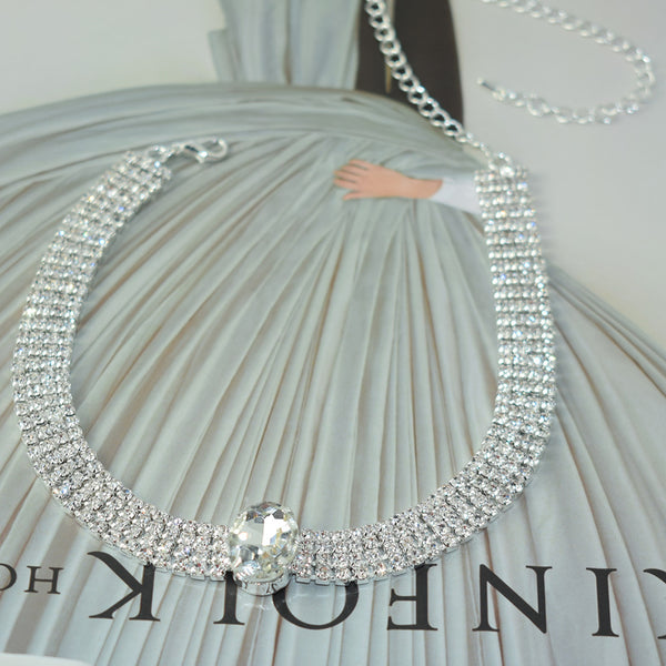 Big Stone Diamante Choker