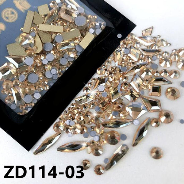 150pcs Random Shaped Glass Nail Art Diamonds