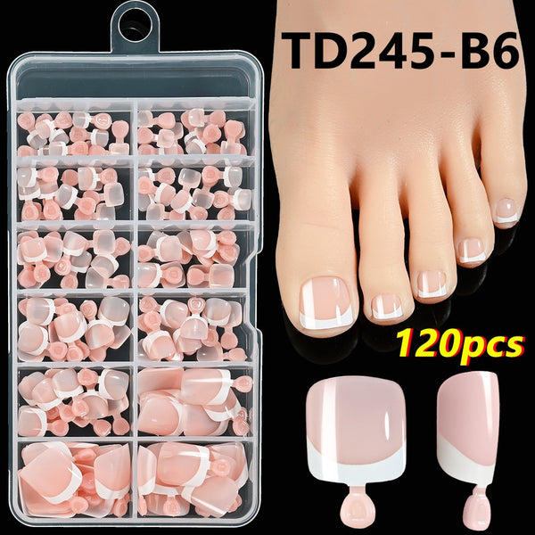 120pcs French Toe Nails