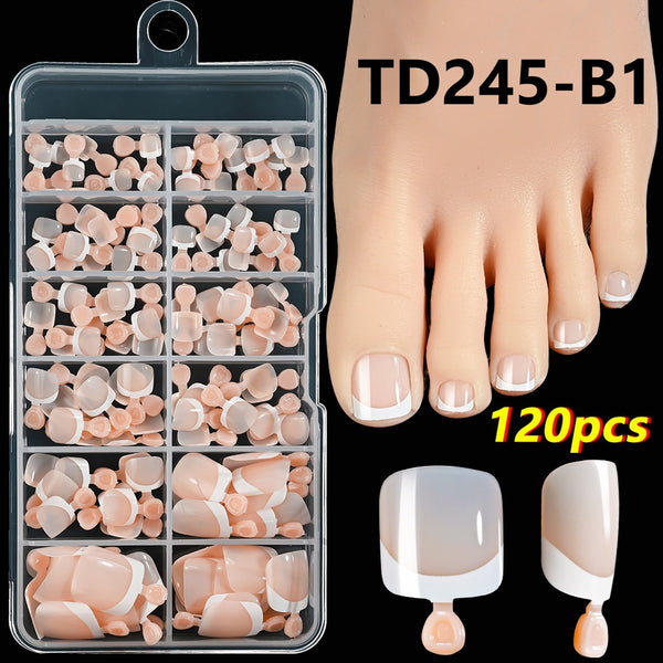 120pcs French Toe Nails