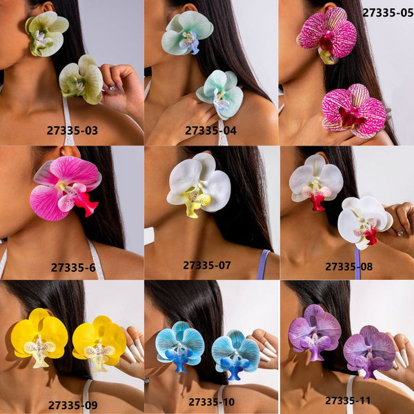 Large Orchid Floral Earrings