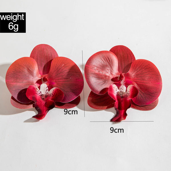 Large Orchid Floral Earrings