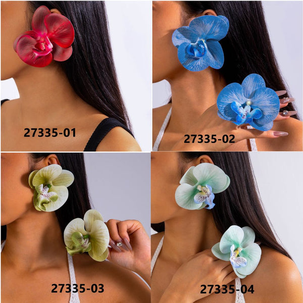 Large Orchid Floral Earrings