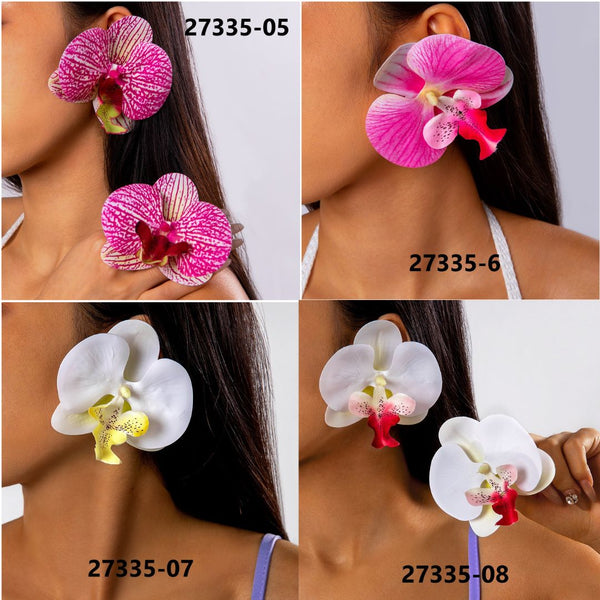 Large Orchid Floral Earrings
