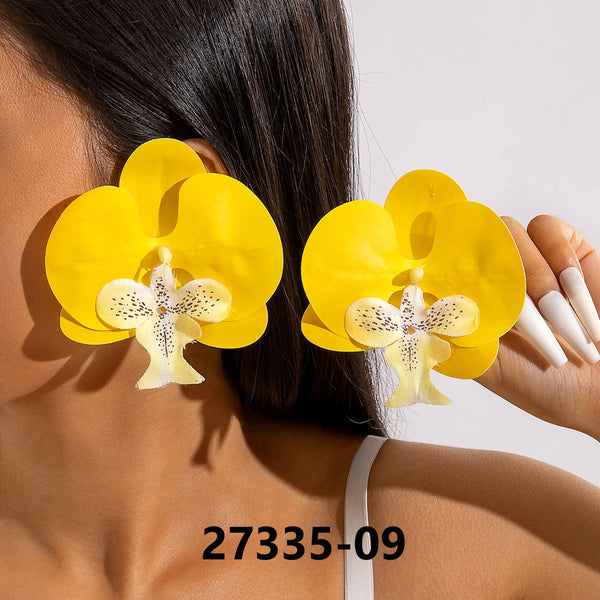 Large Orchid Floral Earrings