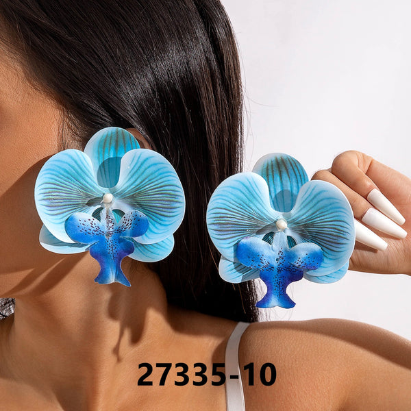 Large Orchid Floral Earrings