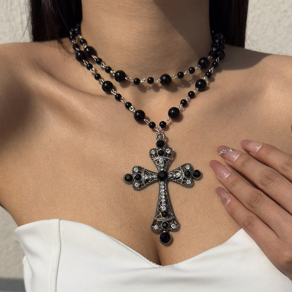 Pearl Inlaid Cross Necklace