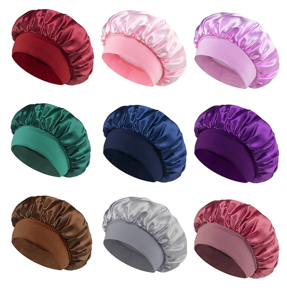Wide Brim Satin Elastic Sleeping Cap