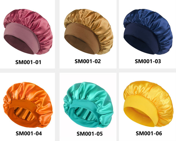Wide Brim Satin Elastic Sleeping Cap