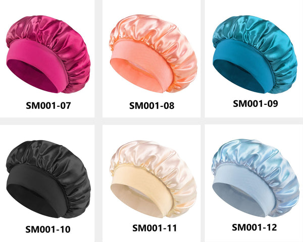 Wide Brim Satin Elastic Sleeping Cap
