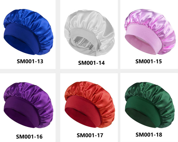 Wide Brim Satin Elastic Sleeping Cap