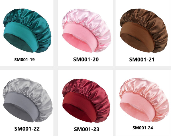 Wide Brim Satin Elastic Sleeping Cap