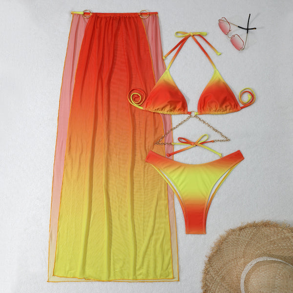 3 Piece Gradient Bikini Set