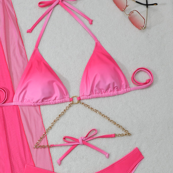 3 Piece Gradient Bikini Set
