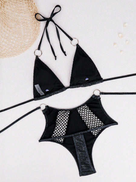 Sexy Backless Snakeskin Fishnet Bikini
