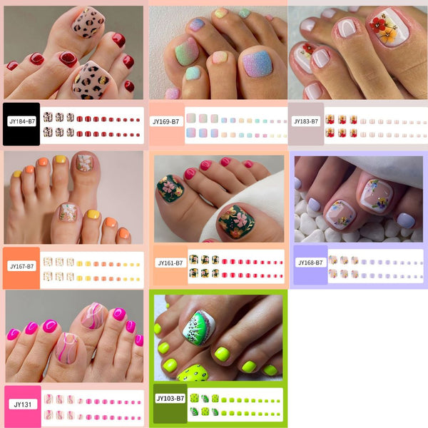 Patterned Toe Nail Press On JY1