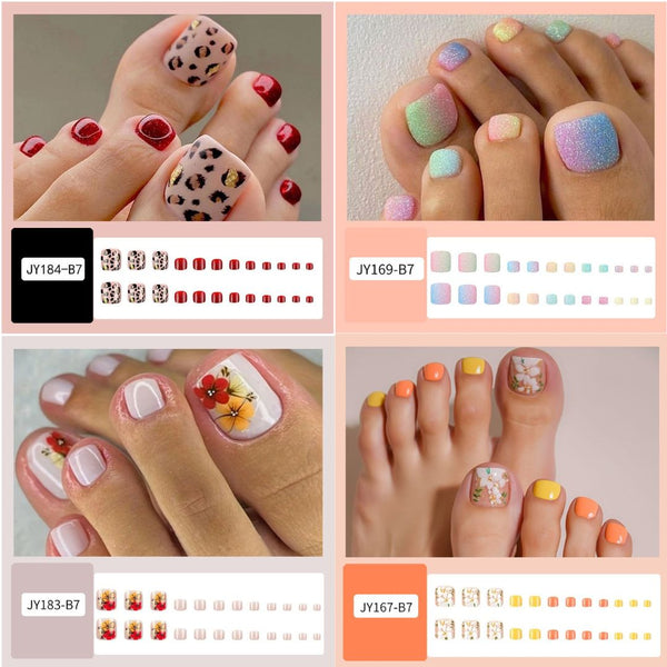 Patterned Toe Nail Press On JY1
