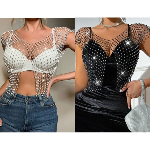 Rinestone Fishnet Vest