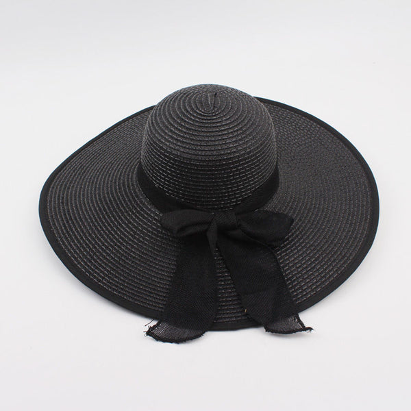 Large Brim Ribbon Straw Hat