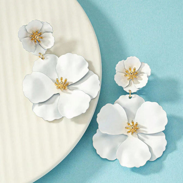 Long Floral Multi Layer Earrings