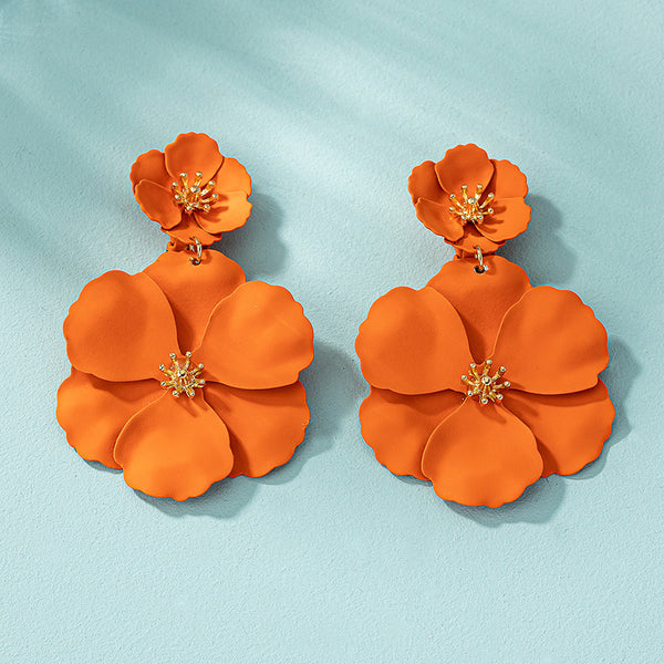 Long Floral Multi Layer Earrings