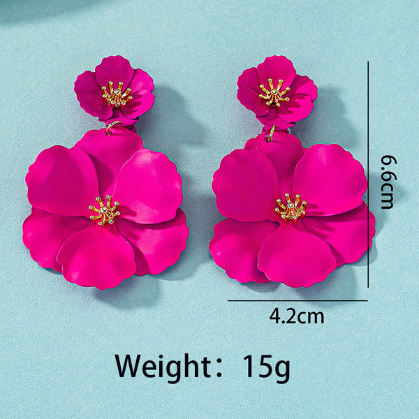 Long Floral Multi Layer Earrings