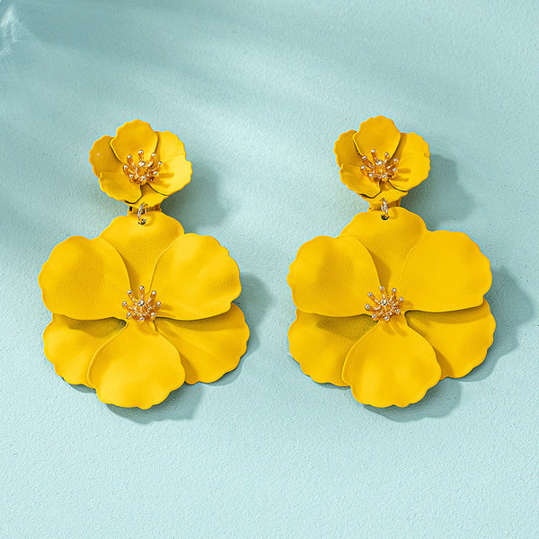 Long Floral Multi Layer Earrings