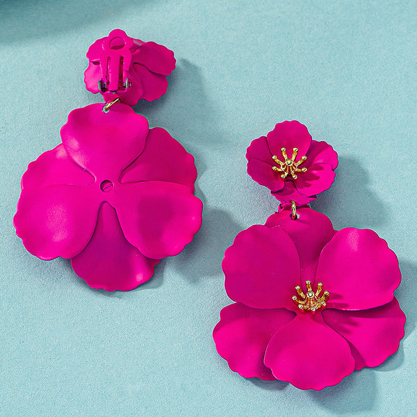 Long Floral Multi Layer Earrings