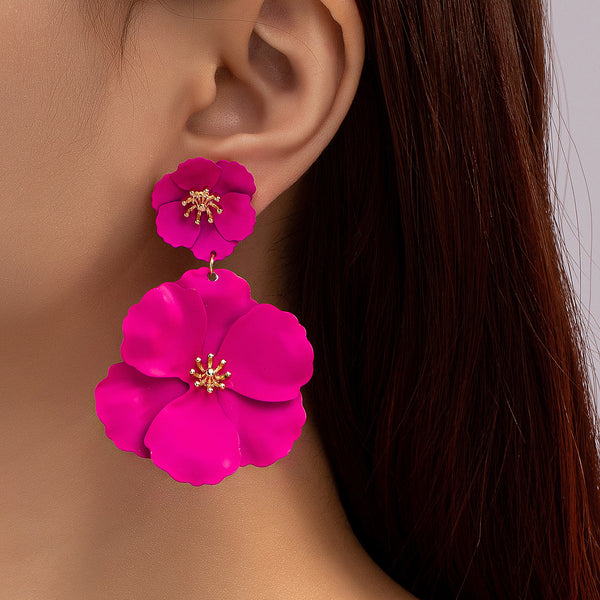 Long Floral Multi Layer Earrings