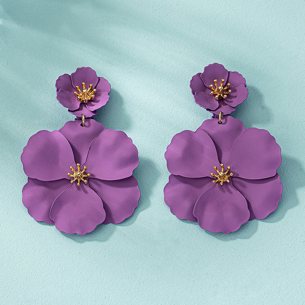 Long Floral Multi Layer Earrings
