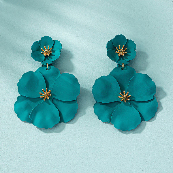 Long Floral Multi Layer Earrings