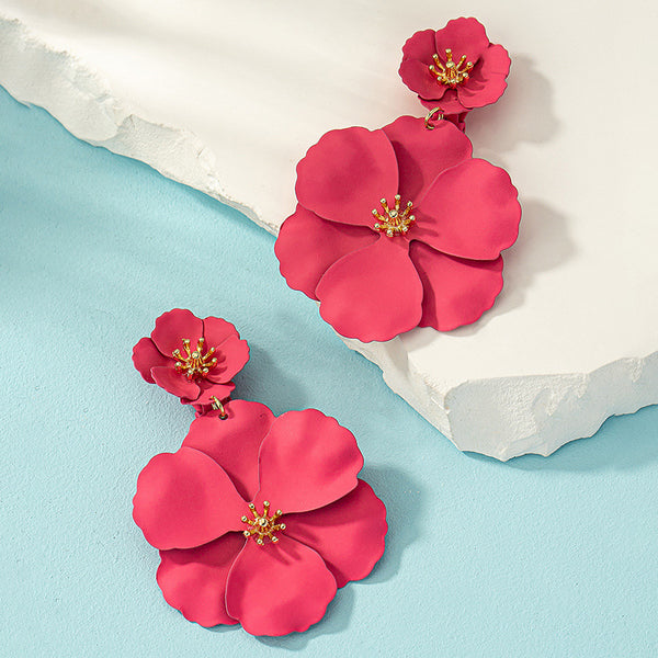 Long Floral Multi Layer Earrings