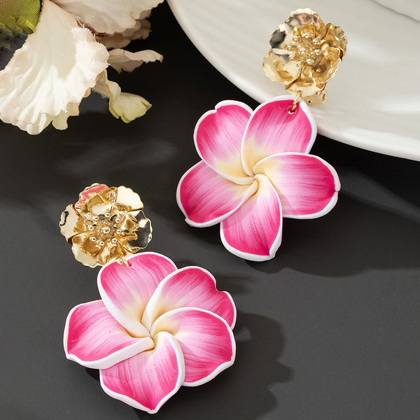 Soft Clay Floral Clip On Earrings