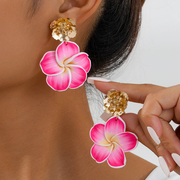 Soft Clay Floral Clip On Earrings
