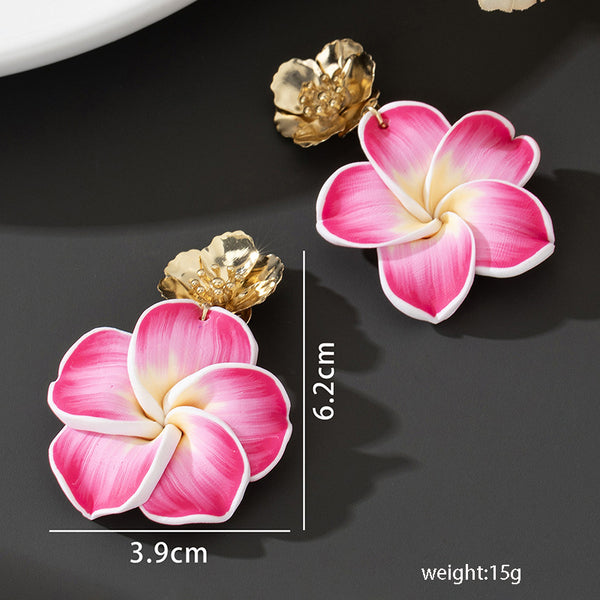 Soft Clay Floral Clip On Earrings