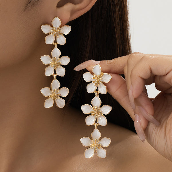 Long Floral Tassel Earrings