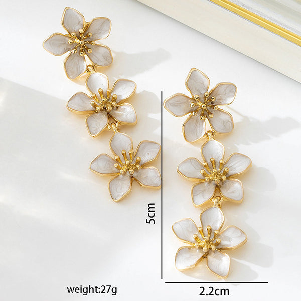 Long Floral Tassel Earrings