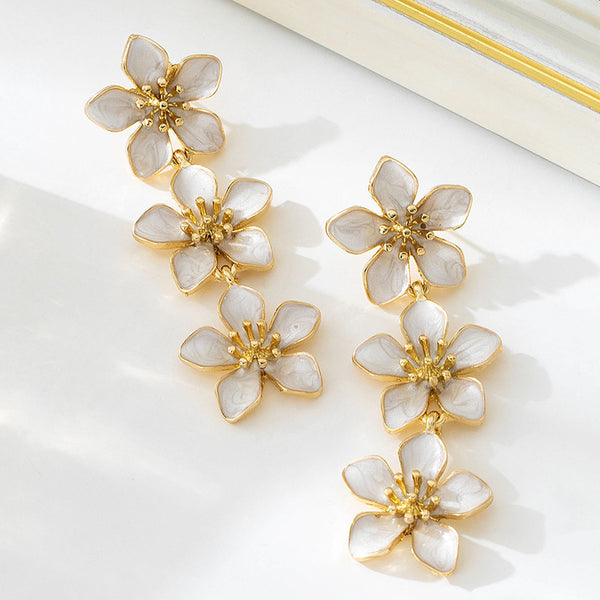 Long Floral Tassel Earrings