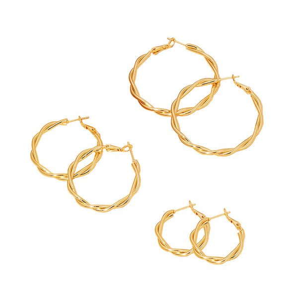 Retro Twisted Hoop Earrings