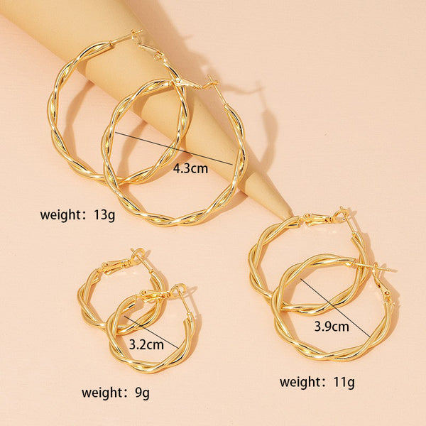 Retro Twisted Hoop Earrings