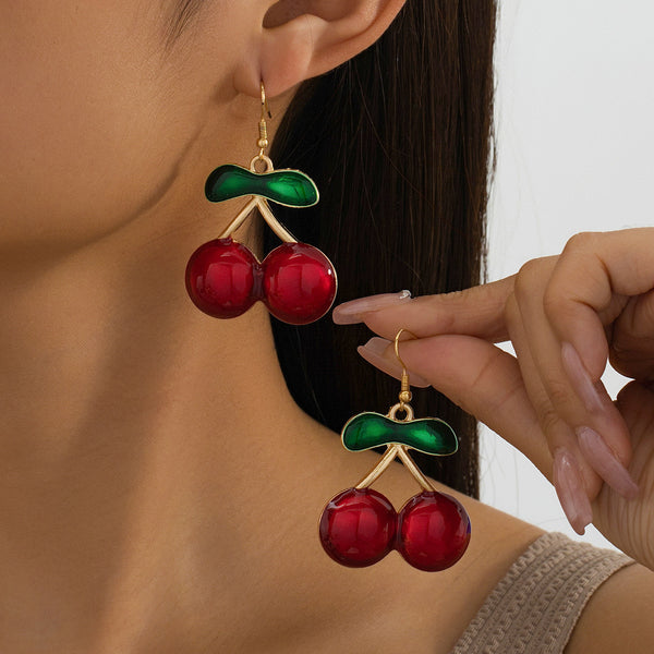 Enamel Cute Cherries Earrings