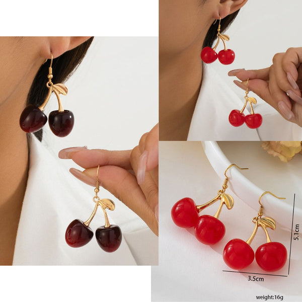 Sweet Cherry Resin Fruit Earrings