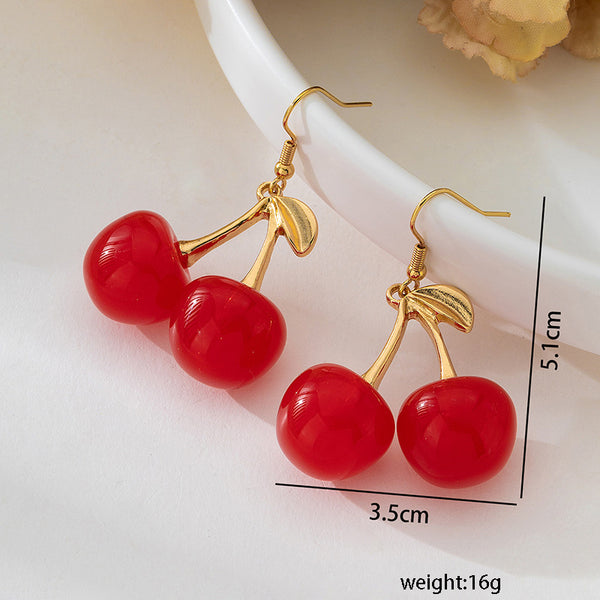 Sweet Cherry Resin Fruit Earrings
