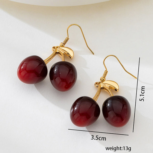 Sweet Cherry Resin Fruit Earrings
