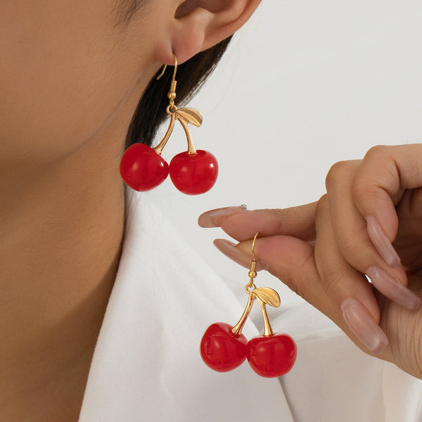 Sweet Cherry Resin Fruit Earrings