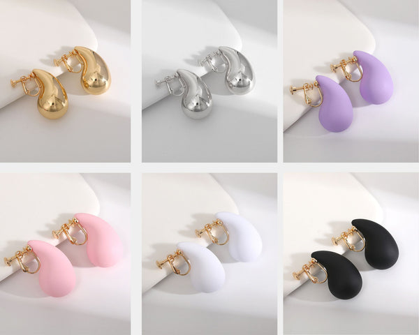Water Drop Clip Earrings
