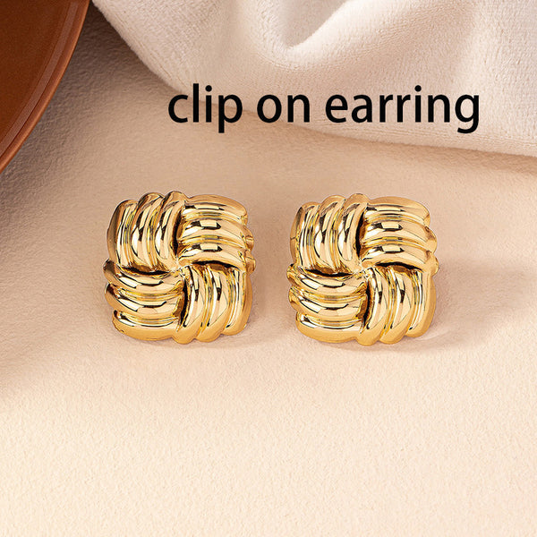 Square Twisted Clip On Earrings