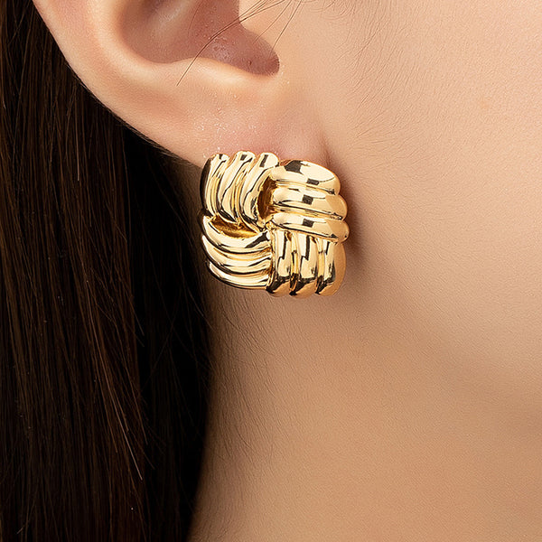 Square Twisted Stud Earrings