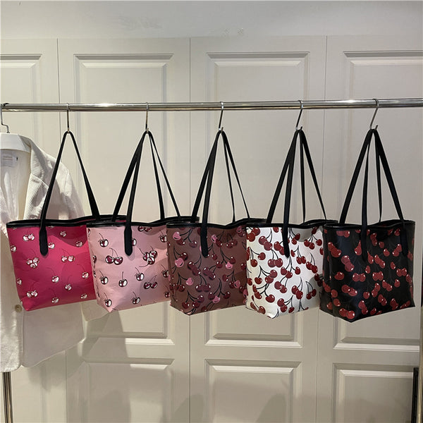 Cherry Print Tote Handbags