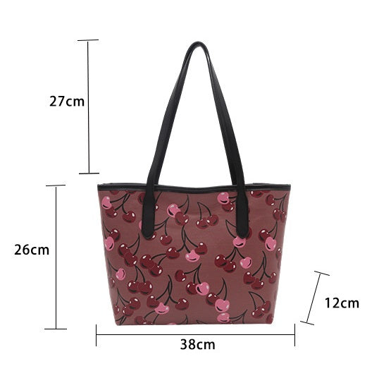 Cherry Print Tote Handbags